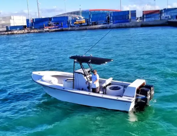 The 24-foot T-Craft inshore fishing boat